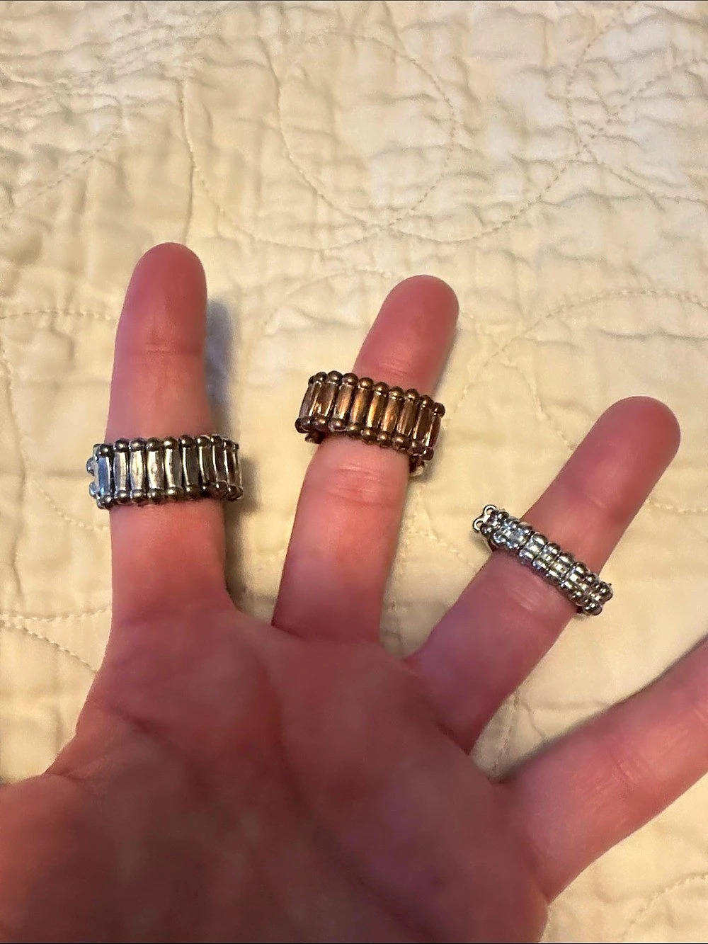 Mixed Metal Statement Rings Set - Picture 2 of 2